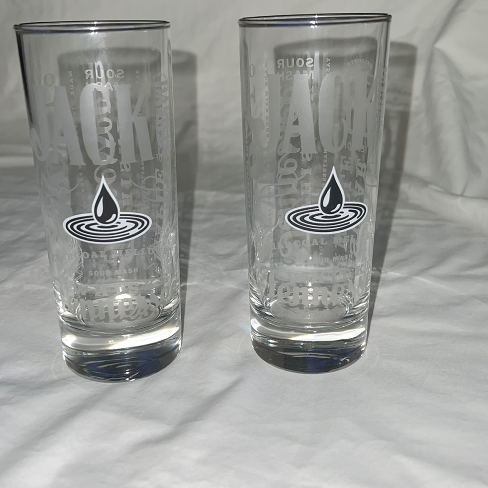 Jack Daniels Limited Edition HighBall Glasses Charcoal Mellowed Set Of 2